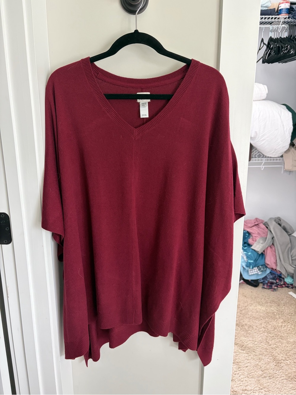 a new day Women's V-Neck Tunic Sweater in Deep Burgundy